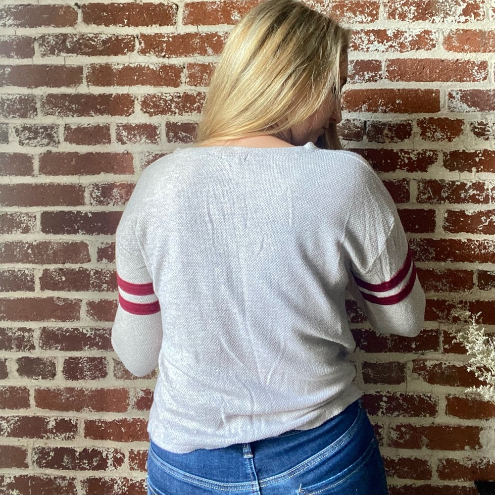 socialite gray & burgundy long sleeve - Picture 5 of 6